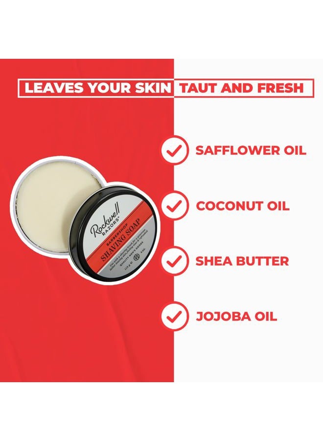 rockwell razors Rockwell Babershop Shaving Soap | Formulated with Shea Butter, Coconut Oil & Wheat Protein for Smooth & Soothing Wet Shave | Ideal for Sensitive Skin & Thick Beards - Image 3