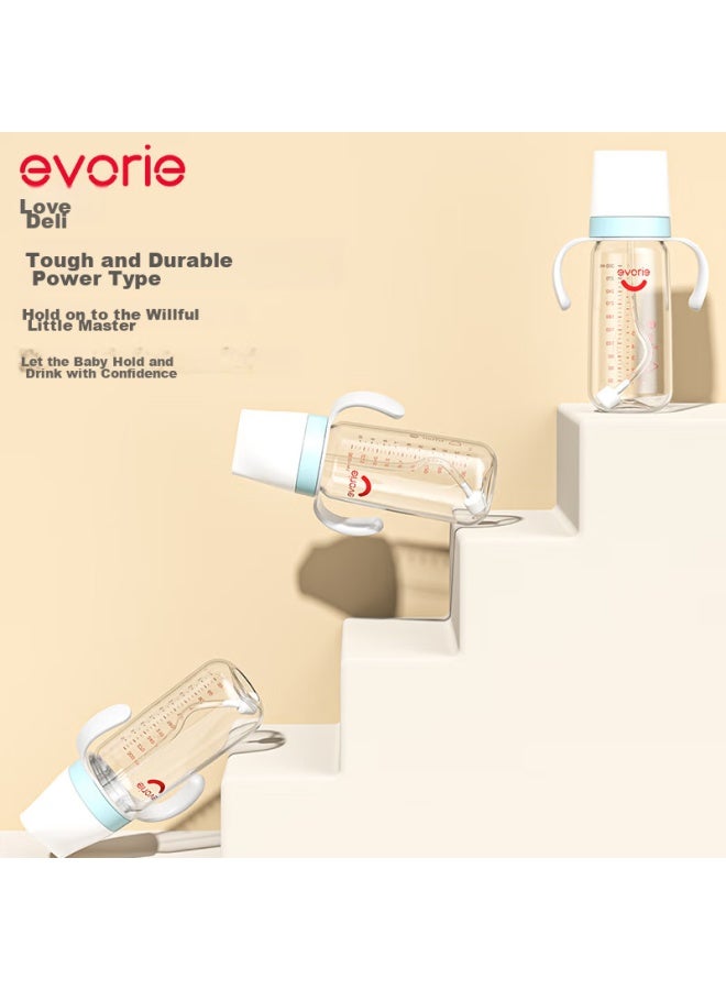Evorie Baby Bottle With Handle And Gravity Ball, Wide Neck Tritan Bottle 300ml Blue - Image 4