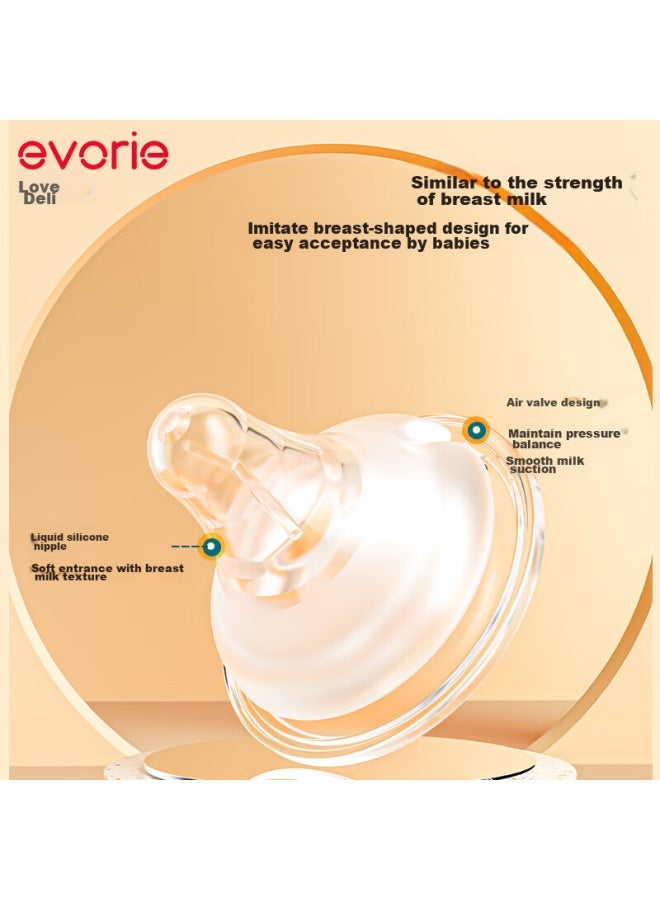 Evorie Baby Bottle With Handle And Gravity Ball, Wide Neck Tritan Bottle 300ml Blue - Image 3