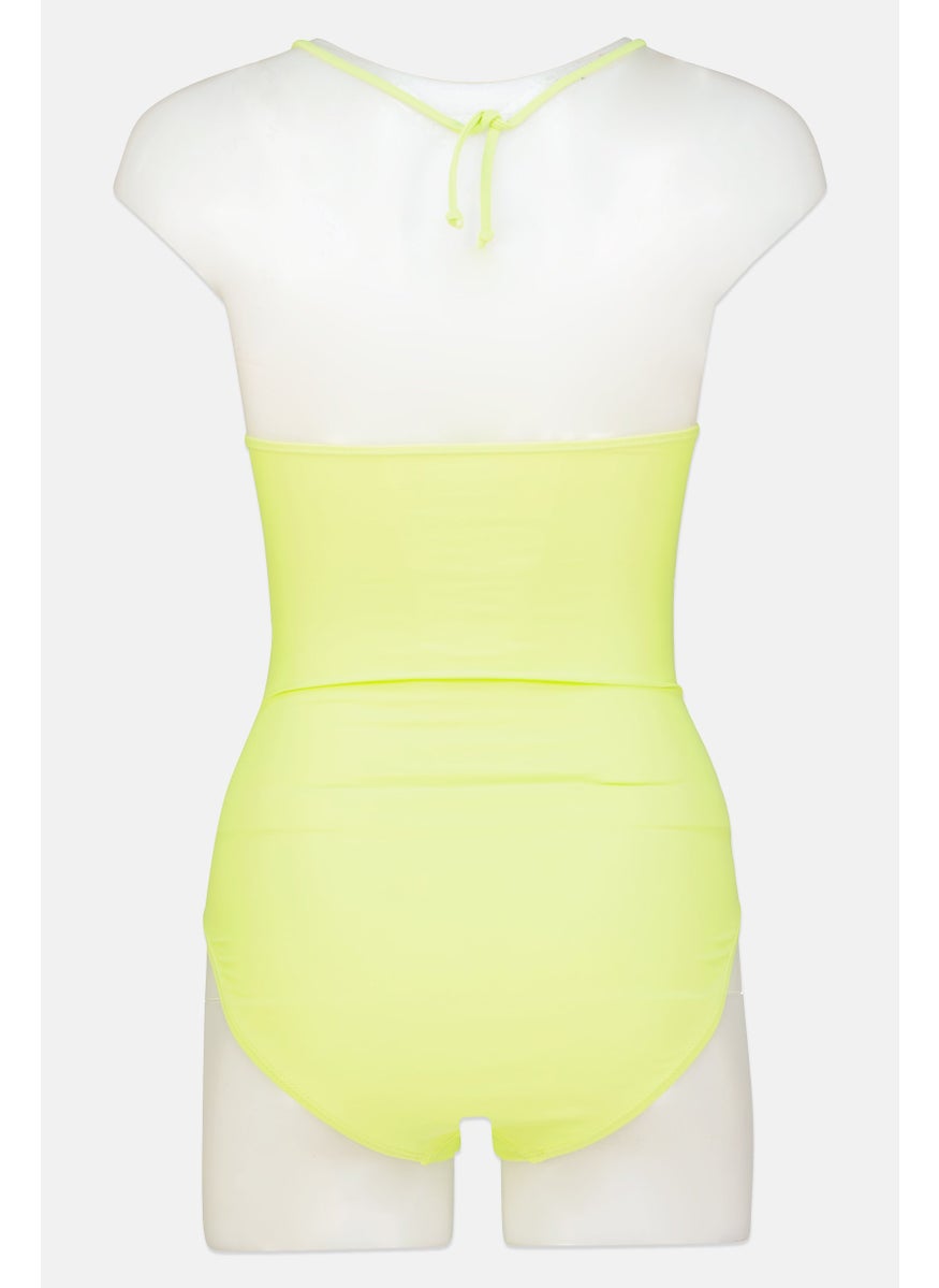 Aeropostale Women Solid One Piece Swimwear, Lime Green  - Image 2