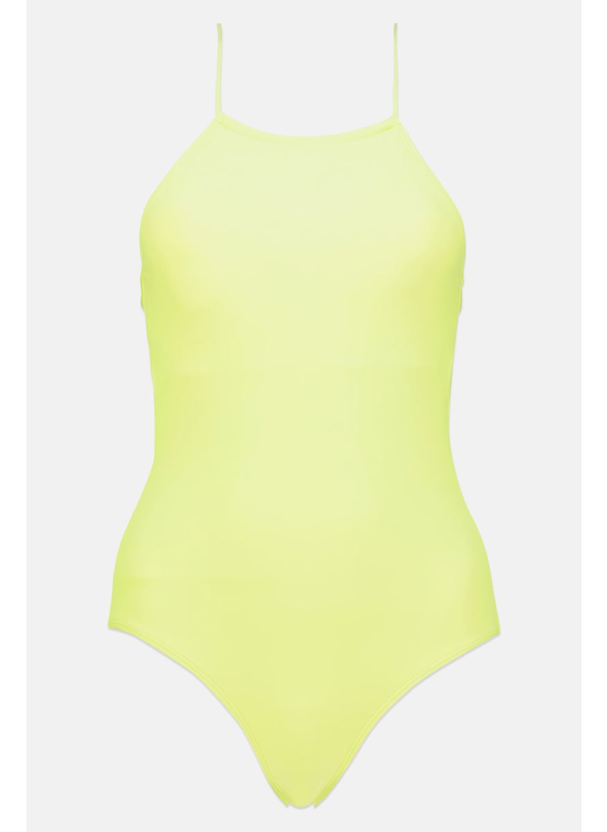 Aeropostale Women Solid One Piece Swimwear, Lime Green  - Image 1