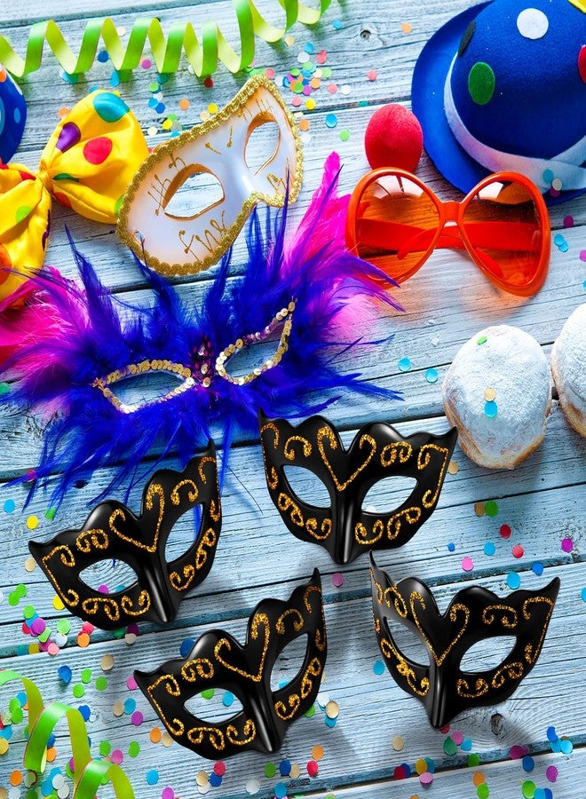 Vinsot 24 Pcs Black Mini Masks Masquerade Small Mardi Gras Mask Cake Toppers Decorative Venetian Centerpiece for Cupcake Carnival Decor - Image 5