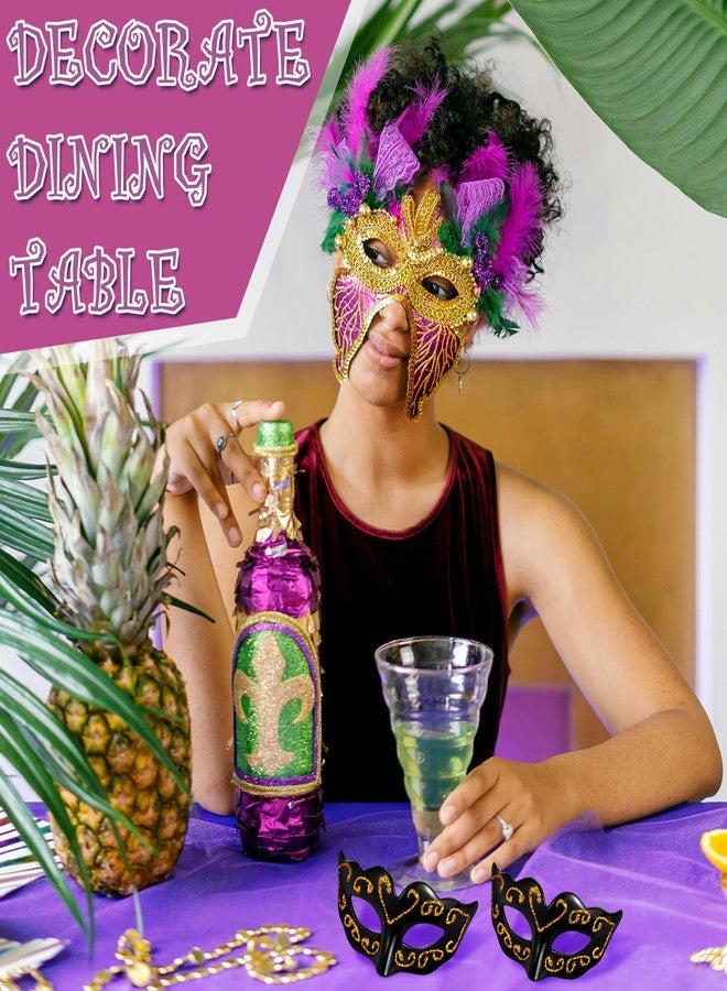 Vinsot 24 Pcs Black Mini Masks Masquerade Small Mardi Gras Mask Cake Toppers Decorative Venetian Centerpiece for Cupcake Carnival Decor - Image 4