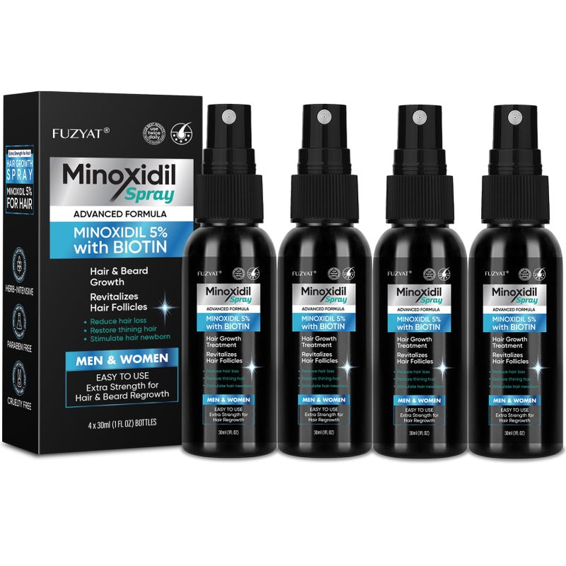 FUZYAT 5% Minoxidil Spray for Men and Women, Minoxidil for Women Hair Growth, Minoxidil for Men Hair Growth Spray 4PCS. - Image 1