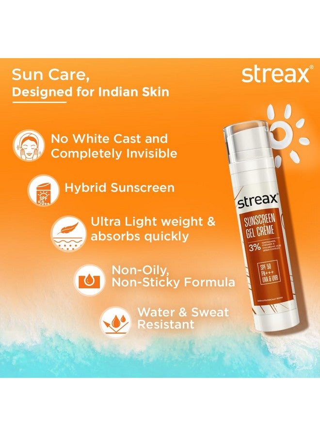 Streax Sunscreen Gel CrÃ¨me SPF 50 PA+++, 50g | 3% Niacinamide | Serum Infused Sunscreen | Non-Oily, No White Cast | Hydrating & Brightening - Image 5