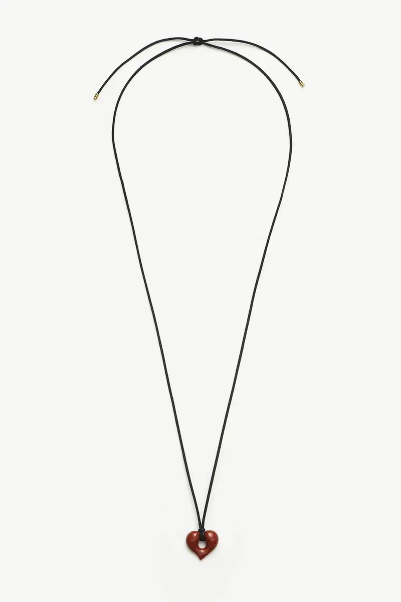 Missoma Molten Heart Gemstone Pendant Cord Necklace