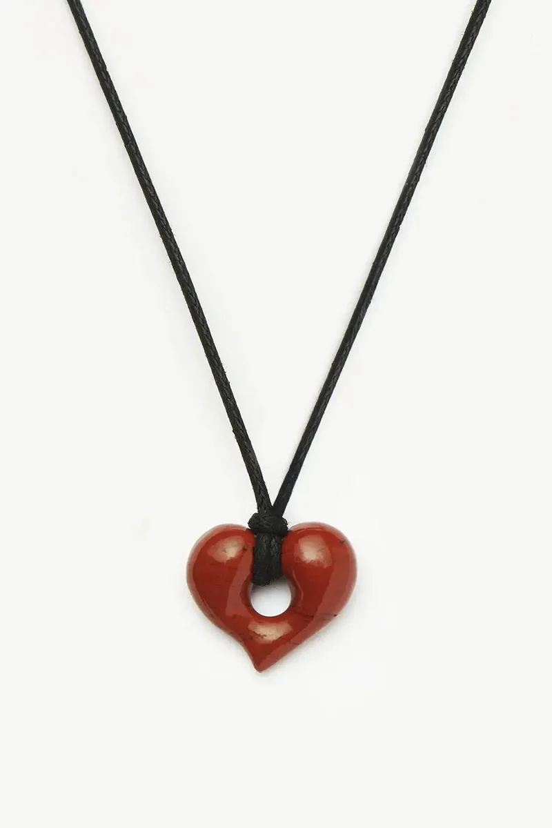 Missoma Molten Heart Gemstone Pendant Cord Necklace