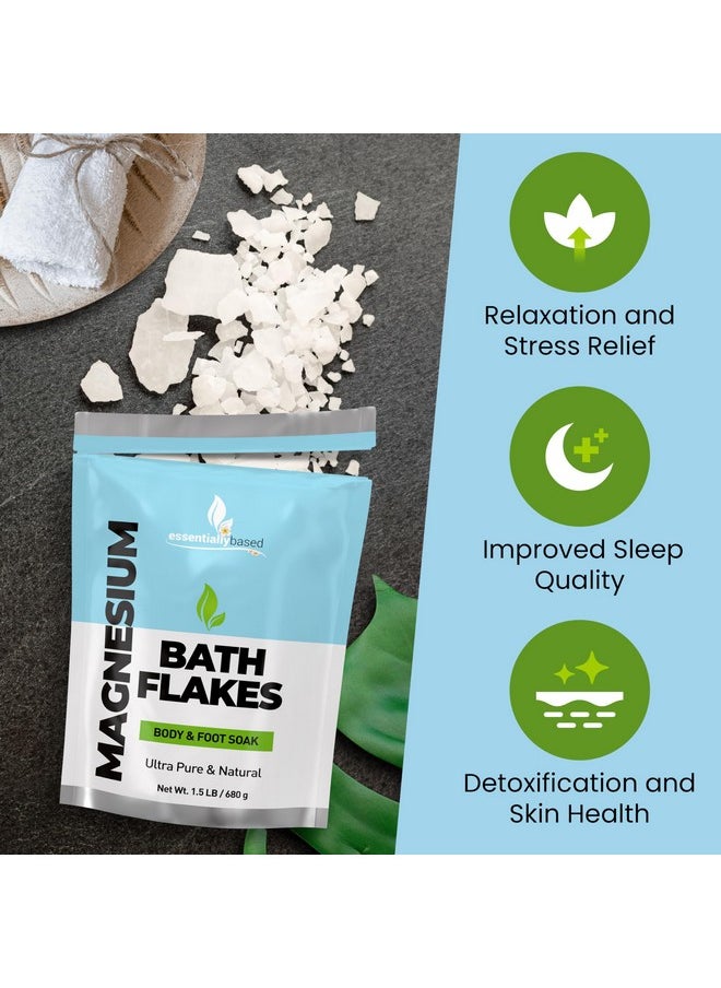 essentiallybased Magnesium Flakes By Essentially Based24 Oz Ultra Pure Magnesium Chloride In Resealable Packalternative To Epsom Bath Saltsuse For Magnesium Bath Soak Or Foot Soak  - Image 2