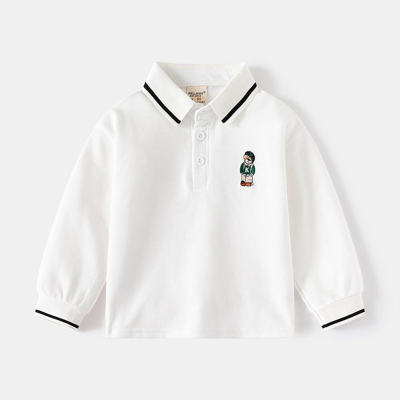 Children'S Long-Sleeved T-Shirt 2026 Spring New Style Boys' Polo Shirt Baby Bottoming Lapel Top Trendy Kidsren'S Clothing - Image 1
