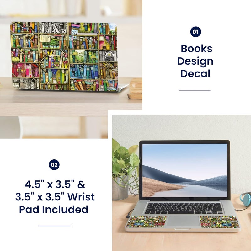 Lss Laptop 17 17.3 Skin Cover with Colorful Books Pattern for HP Dell Lenovo Apple Asus Acer Compaq - Fits 16.5" 17" 17.3" 18.4" 19" (2 Wrist Pads Free) - Image 2