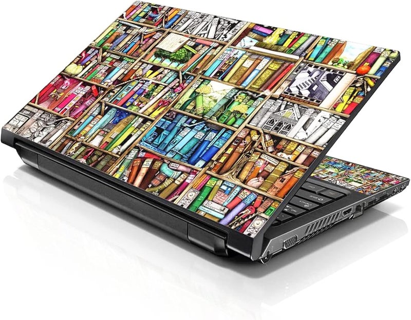 Lss Laptop 17 17.3 Skin Cover with Colorful Books Pattern for HP Dell Lenovo Apple Asus Acer Compaq - Fits 16.5" 17" 17.3" 18.4" 19" (2 Wrist Pads Free) - Image 1