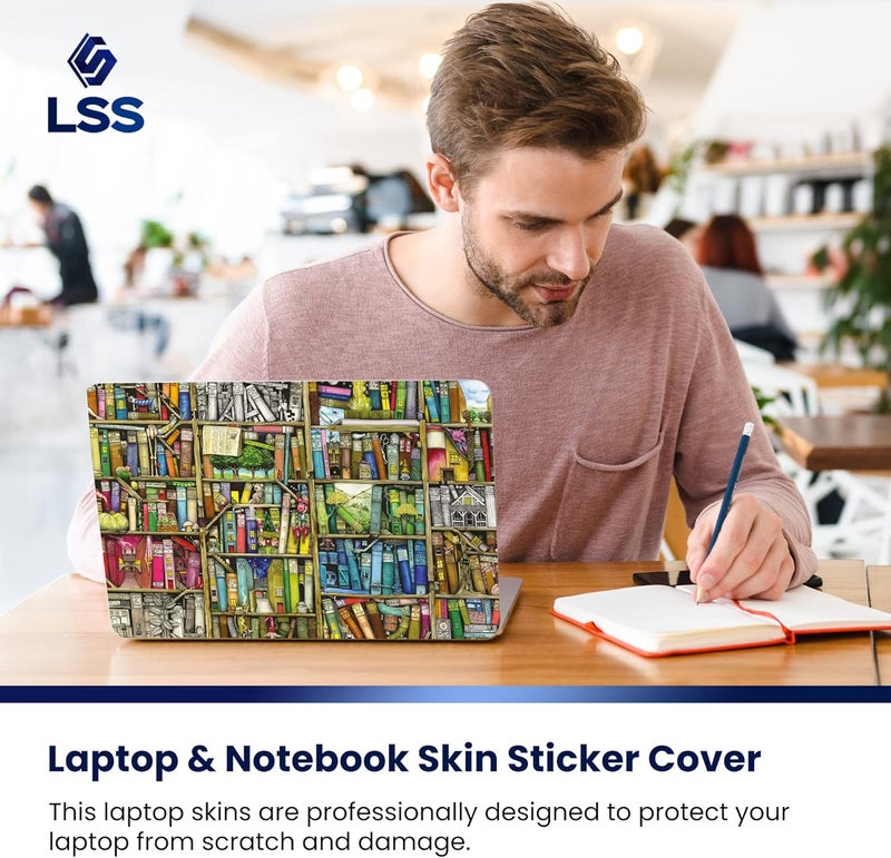 Lss Laptop 17 17.3 Skin Cover with Colorful Books Pattern for HP Dell Lenovo Apple Asus Acer Compaq - Fits 16.5" 17" 17.3" 18.4" 19" (2 Wrist Pads Free) - Image 5