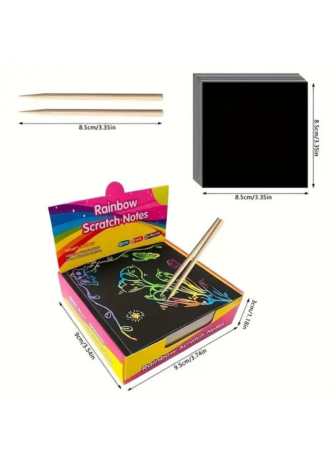1 Box Of 100 PCS Rainbow Scratch Art Cards DIY Creative Painting For Party Gifts - Image 3