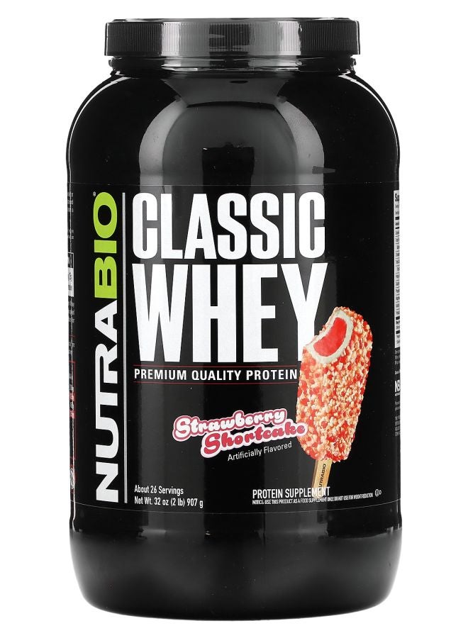 NutraBio Classic Whey Protein Strawberry Shortcake 2 lb (907 g) - Image 1