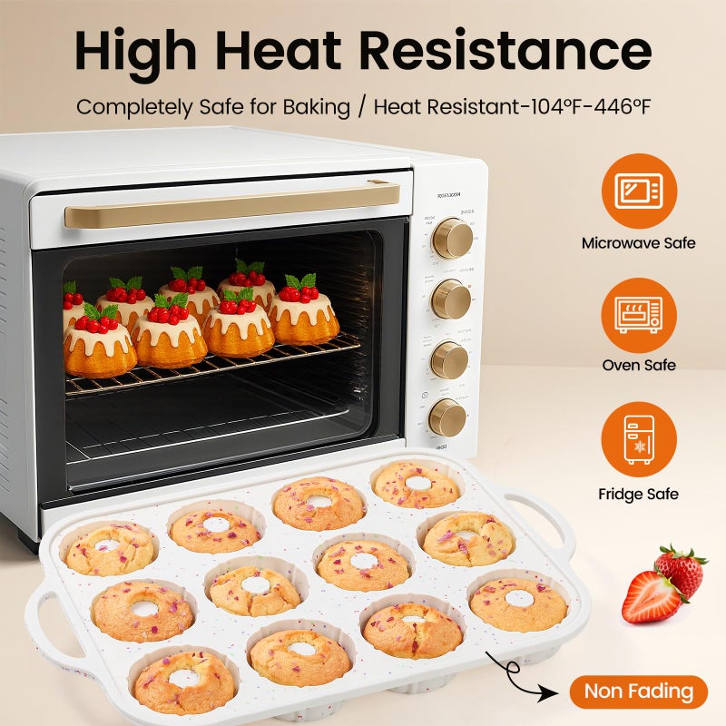 SJ Silicone Mini Fluted Tube Pan with Metal Reinforced Frame, Non-Stick (2PCS), moldes de silicona para gelatina, Small Cake Baking Pan for para chocoflan, Donuts, Cornbread, Brownies, Jellies - Image 5