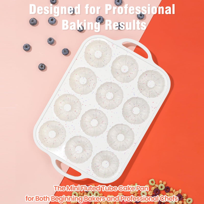 SJ Silicone Mini Fluted Tube Pan with Metal Reinforced Frame, Non-Stick (2PCS), moldes de silicona para gelatina, Small Cake Baking Pan for para chocoflan, Donuts, Cornbread, Brownies, Jellies - Image 2