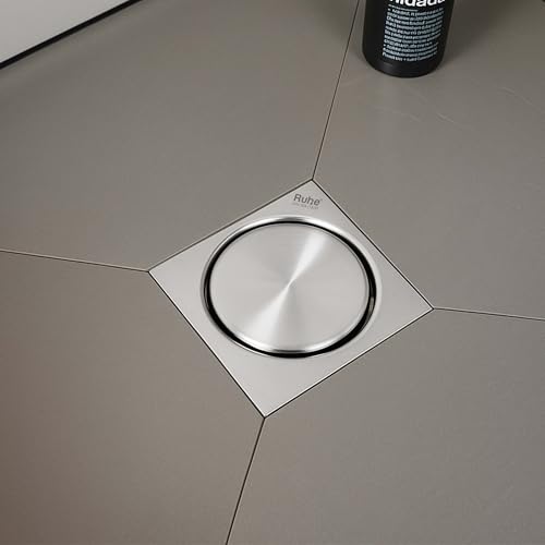 Ruhe® Full Moon Square Floor Drain Trap/Jali | 304-Grade Stainless Steel Drain Jali | 5 x 5 inches | Floor Drain with Cockroach Trap/Jali - Image 1