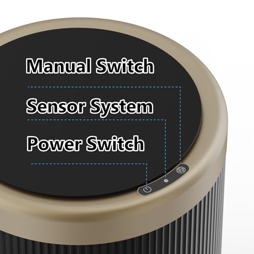URALFA Automatic Motion Sensor Bathroom Trash Can with Lid, Touchless Trash Bin, Smart Dog Proof Garbage Can, Small Waste Basket for Toilet, Office, Bedroom, 2.8 Gallon, Dark Grey - Image 5