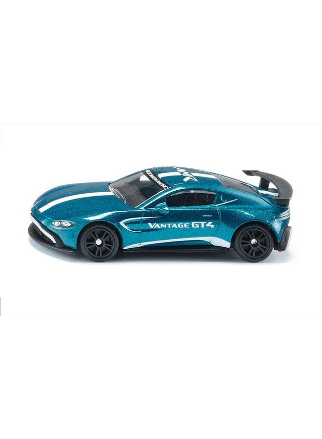 Siku 1577, Aston Martin Vantage GT4, Toy Car, Metal/Plastic, Blue, Metallic Paint, Huge Rear Wing, Sport Tyres, Detailed Design - Image 1