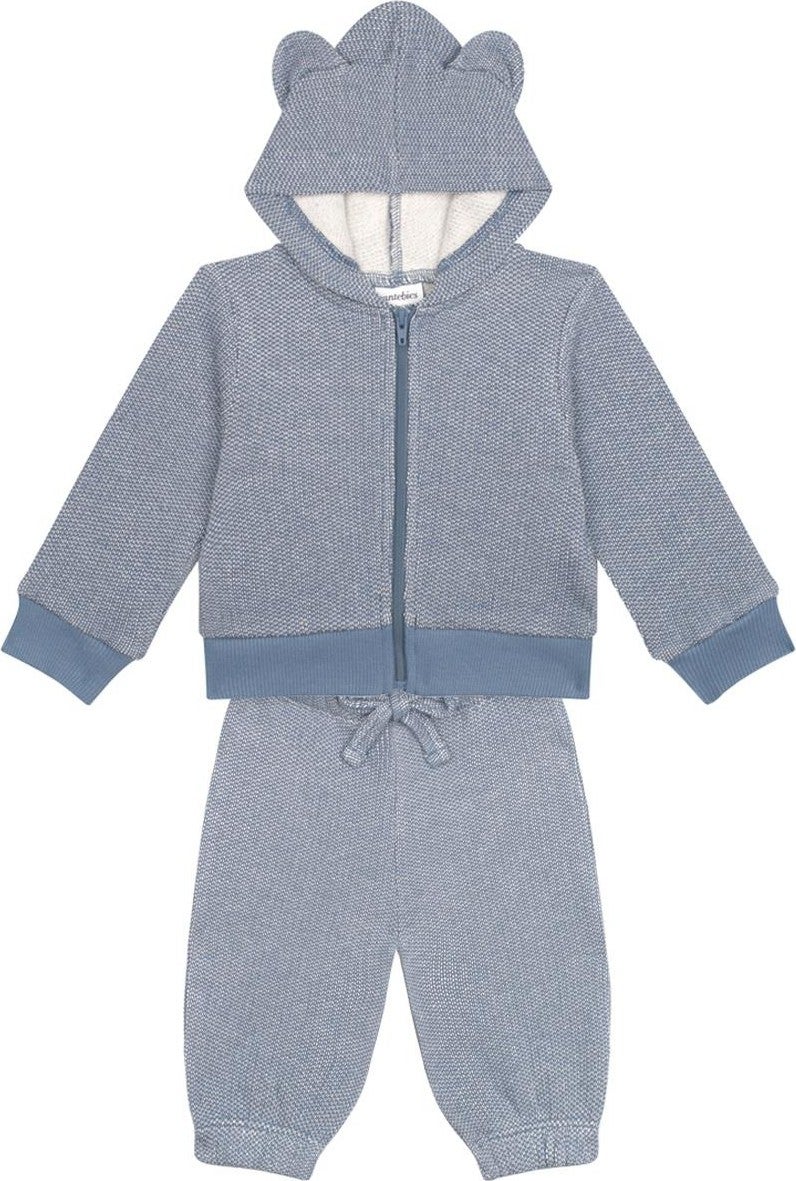 Antebies Blue Futter Bear Ears Sweatshirt Pants Set  - Image 2