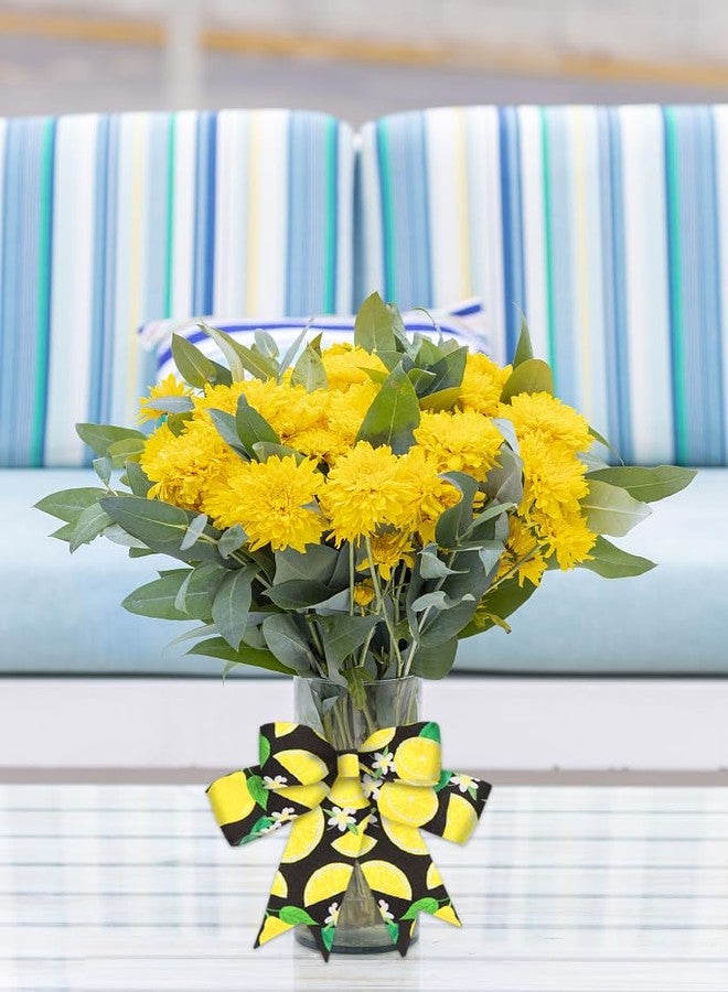 ALIBBON 2 Rolls 2.5" × 5 Yd Summer Lemon Wired Ribbon Summer Flower Burlap Ribbons Fruits Ribbon Flaxen Yellow Dots Ribbon for Summer Wreath DIY Crafting Gifts Wrapping Party Decoration - Image 4