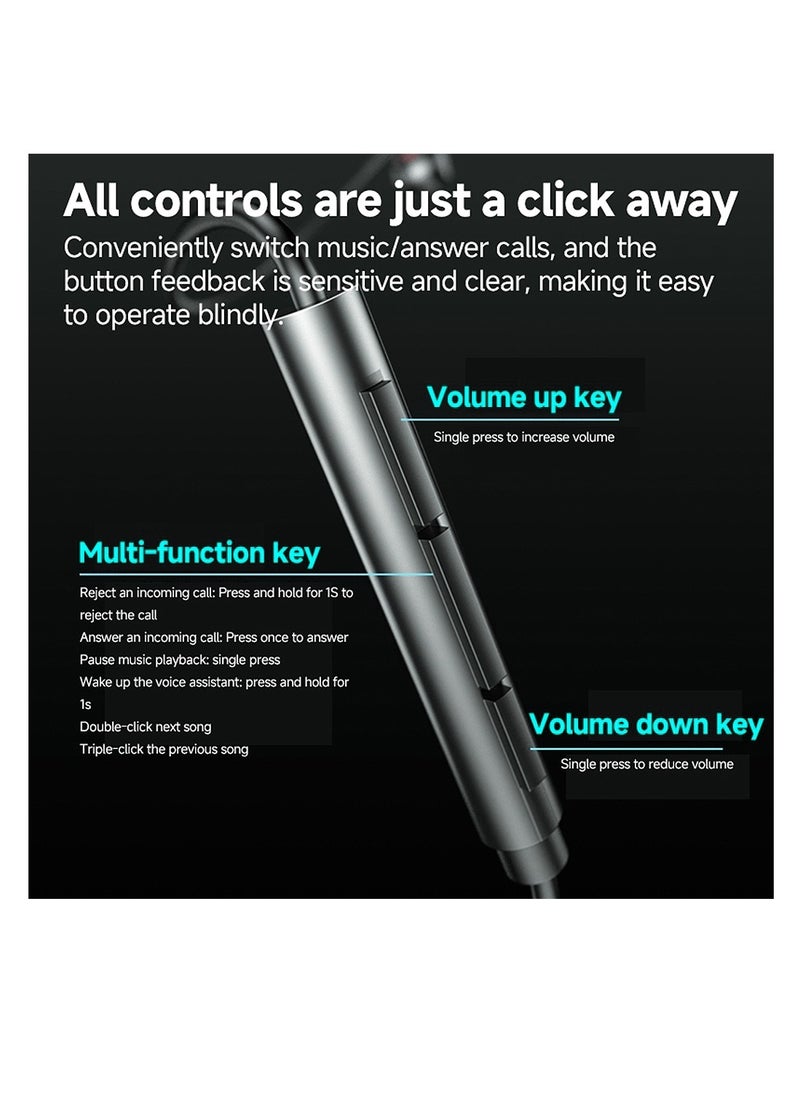Yesido Earphones with Wired Control and Ergonomic Design, 3 Buttons and Type-C Connector, Yesido YH49 - Black  - Image 4
