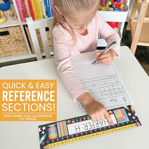 Hadley Designs Desk Name Tags for Classroom -25 Student Name Plates for Classroom Kindergarten, Preschool, 1st, 2nd & 3rd Grade, 13x3 Teacher Nameplates for Student Desks, Chalkboard Nametags - Image 4