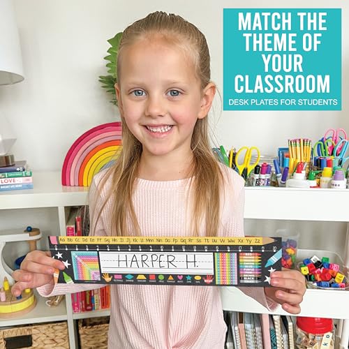 Hadley Designs Desk Name Tags for Classroom -25 Student Name Plates for Classroom Kindergarten, Preschool, 1st, 2nd & 3rd Grade, 13x3 Teacher Nameplates for Student Desks, Chalkboard Nametags - Image 5