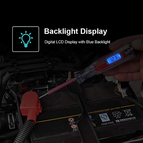 JASTIND Heavy Duty 3-65V Backlit Digital LCD Circuit Tester, Test Light with 140 Inch Extended Spring Wire, Car Truck Low Voltage & Light Tester with Stainless Probe - Image 5