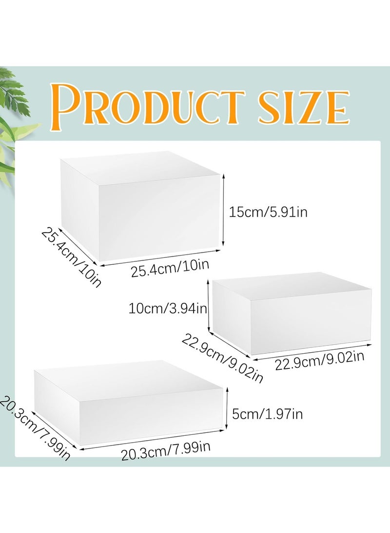 TPGP 6 Pcs White Acrylic Riser Set, 8, 9, 10 Inch Buffet Risers with Hollow Bottoms, Nesting Food Display Stands for Parties, 5-Sided Acrylic Cubes for Display, Catering Dessert Cupcake Wedding Party Pedestals - Image 2