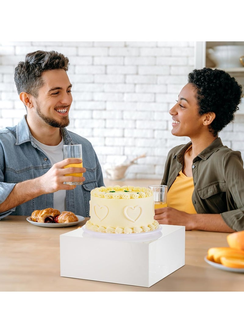 TPGP 6 Pcs White Acrylic Riser Set, 8, 9, 10 Inch Buffet Risers with Hollow Bottoms, Nesting Food Display Stands for Parties, 5-Sided Acrylic Cubes for Display, Catering Dessert Cupcake Wedding Party Pedestals - Image 5