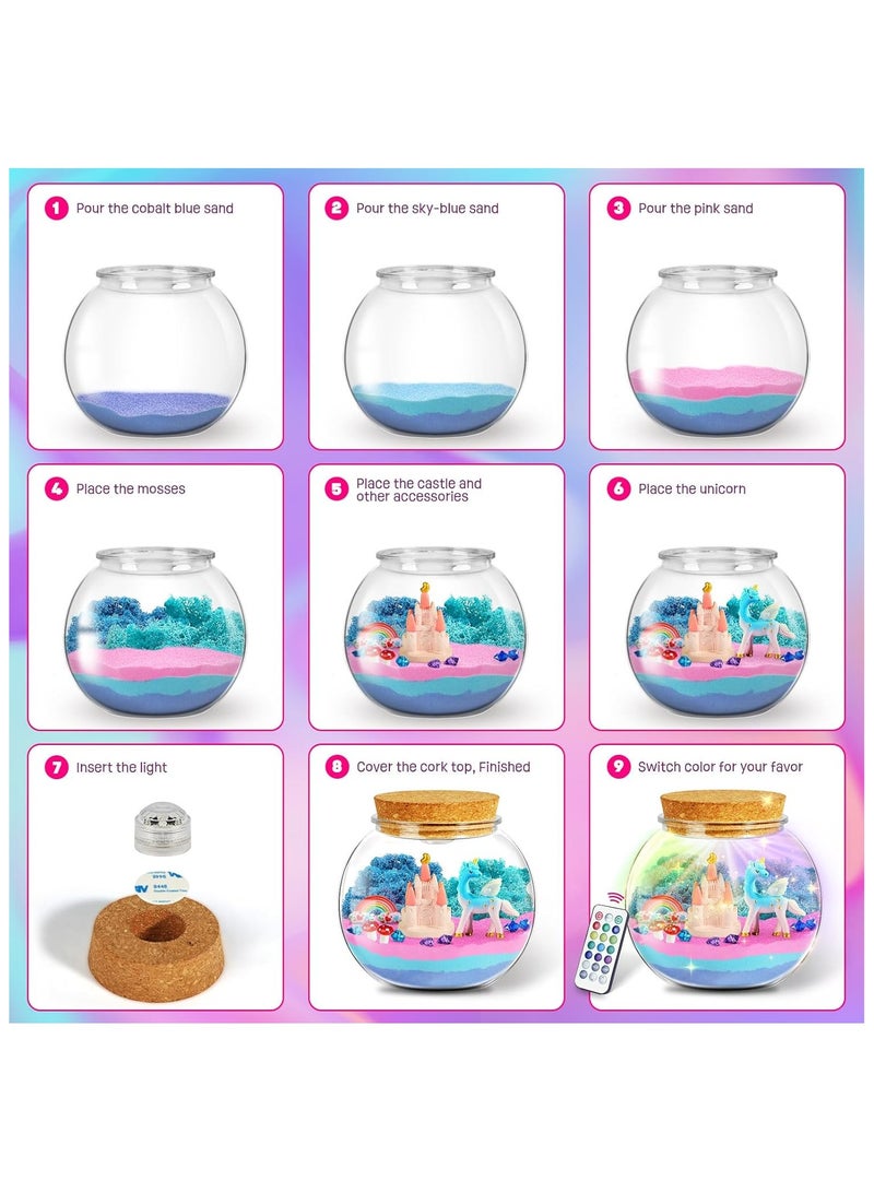 ARNOTEC 【Unicorn Terrarium Kit】DIY Unicorn Garden Kit with 13-Color Remote-Controlled LED Light | Arts and Crafts Gift for Girls Ages 4-12 | Perfect Birthday, Christmas, Easter Present  - Image 2
