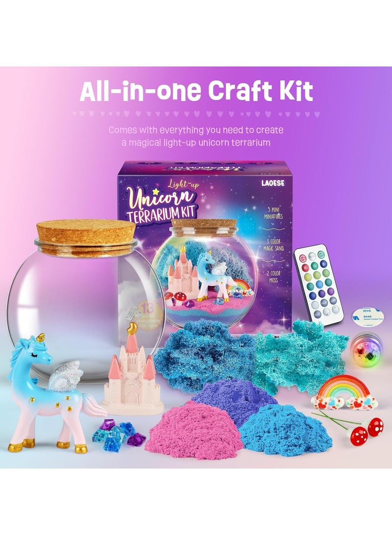 ARNOTEC 【Unicorn Terrarium Kit】DIY Unicorn Garden Kit with 13-Color Remote-Controlled LED Light | Arts and Crafts Gift for Girls Ages 4-12 | Perfect Birthday, Christmas, Easter Present  - Image 4