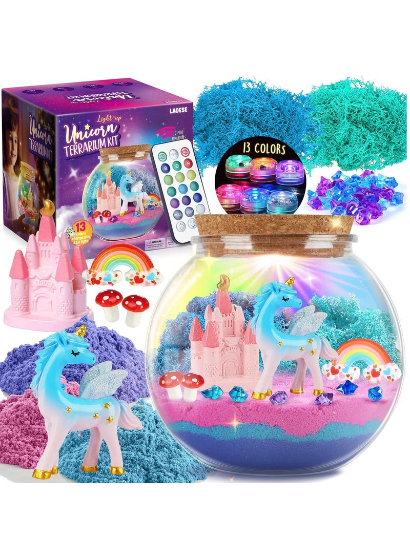 ARNOTEC 【Unicorn Terrarium Kit】DIY Unicorn Garden Kit with 13-Color Remote-Controlled LED Light | Arts and Crafts Gift for Girls Ages 4-12 | Perfect Birthday, Christmas, Easter Present  - Image 1
