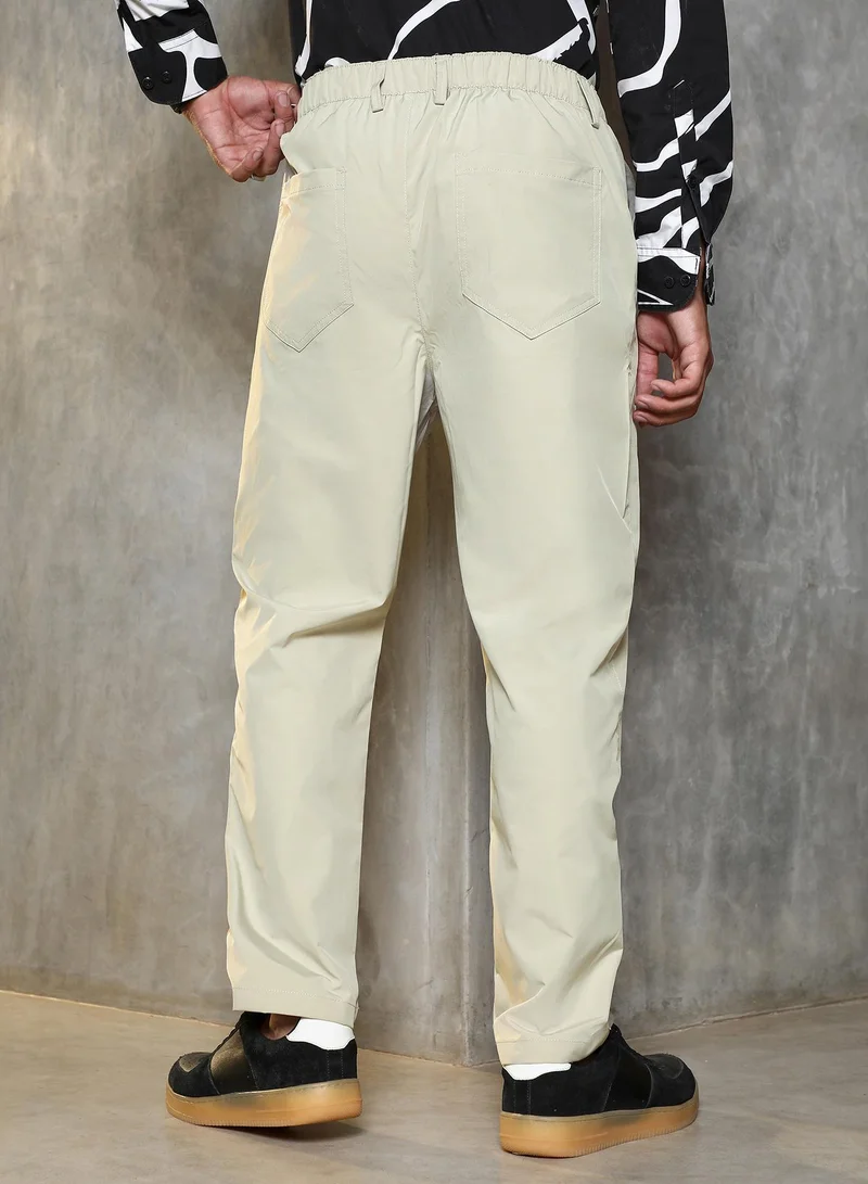 CAHOOT  Men's Saltbox Beige Pleated Parachute Trousers for Men | Best Price UAE