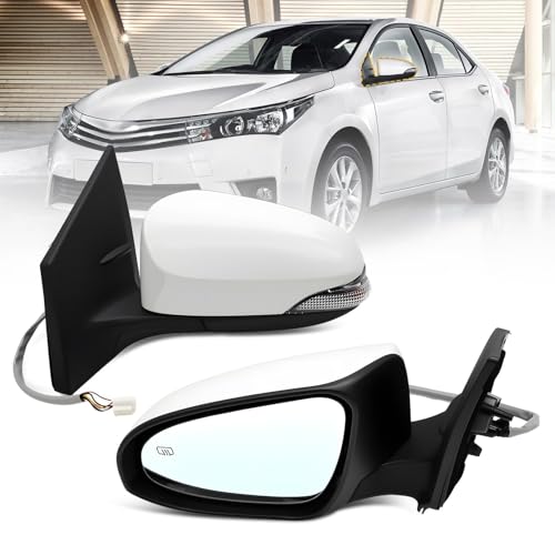 Jecoupoon Left Driver Side Mirror Assembly Compatible with Corolla 2014-2018 Heated Power Turn Signal Light White TO1320295 (7Pins) - Image 1