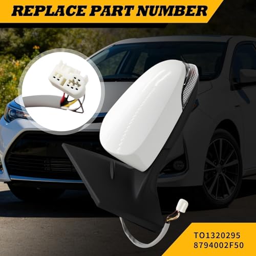 Jecoupoon Left Driver Side Mirror Assembly Compatible with Corolla 2014-2018 Heated Power Turn Signal Light White TO1320295 (7Pins) - Image 5