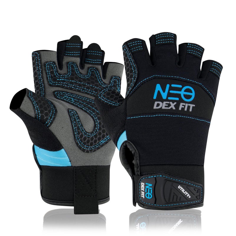 DEX FIT MG310 Mechanic Fingerless Gloves, Durable Reinforcements, Firm Grip, Comfort Fit, Touchscreen Compatible, Thin and Breathable, Washable, Grey L (9) 1 Pair - Image 1
