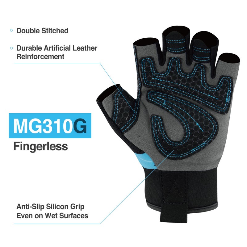 DEX FIT MG310 Mechanic Fingerless Gloves, Durable Reinforcements, Firm Grip, Comfort Fit, Touchscreen Compatible, Thin and Breathable, Washable, Grey L (9) 1 Pair - Image 3