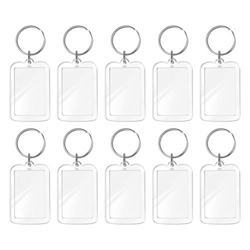 HEALLILY 10set Acrylic Photo Snap- in Key Chain Transparent Clear Acrylic Blank Shape Picture Frame Keychain with Split Ring for Women and Men - Image 1