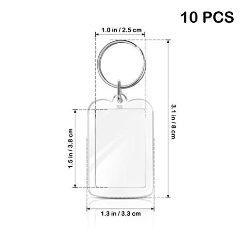 HEALLILY 10set Acrylic Photo Snap- in Key Chain Transparent Clear Acrylic Blank Shape Picture Frame Keychain with Split Ring for Women and Men - Image 5