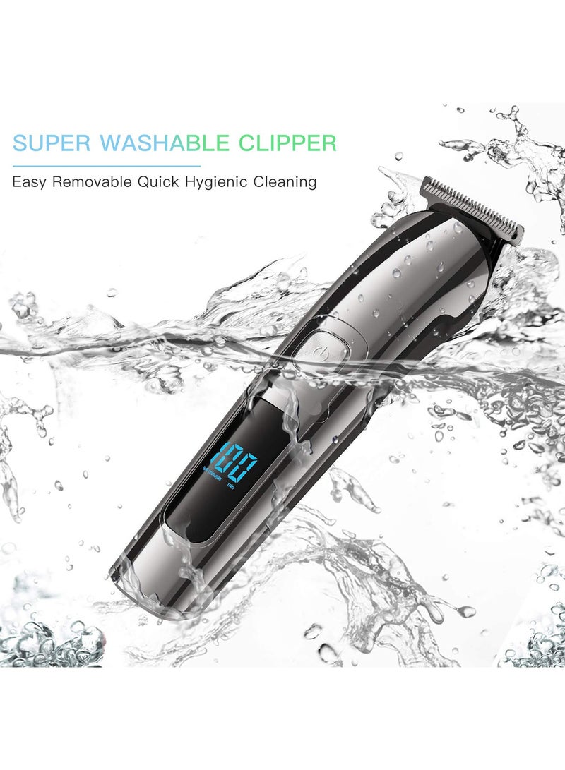 Zikra Beard Trimmer for Men, Hair Clippers & Hair Trimmer, IPX7 Waterproof Mustache Body Nose Ear Facial Shaver, Electric Razor All in 1 Beard Kit, Gifts for Men, USB Rechargeable & LED Display - Image 3