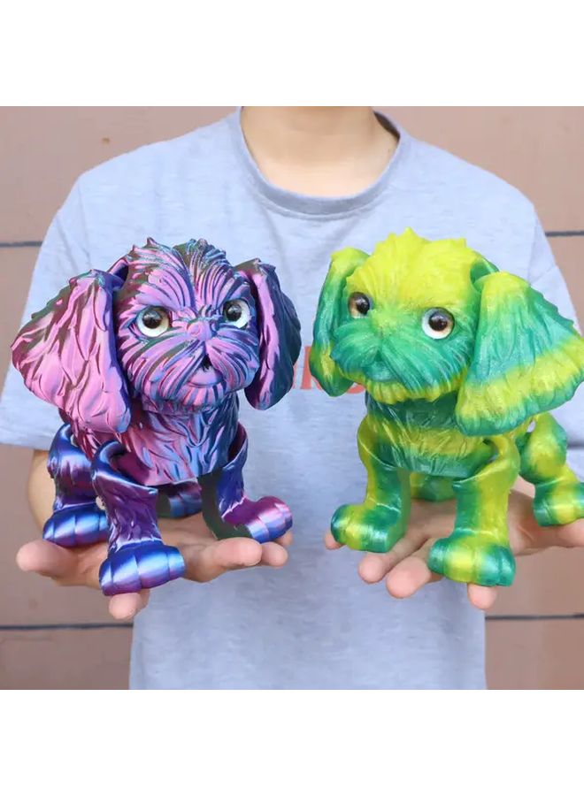 Orange Rainbow 3D Printed Long Eared Dog Statue 9 5cm Animal Figurine Gift - Image 4