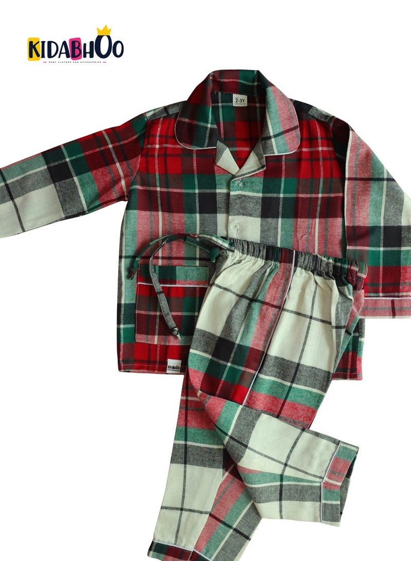 كيدابهو طقم بيجامات للأطفال - حلية كلاسيكية منقوشة - قطعتين - Image 1