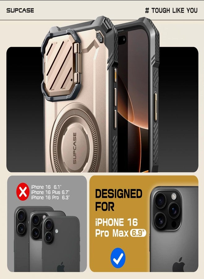 SUPCASE for iPhone 16 Pro Max Case with Camera Cover Stand (UBMag XT), [Compatible with MagSafe] [Built-in Kickstand] [Military-Grade Protection] Heavy Duty Rugged Magnetic Phone Case, Rosegold - Image 2