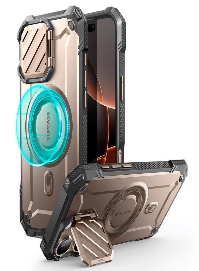 SUPCASE for iPhone 16 Pro Max Case with Camera Cover Stand (UBMag XT), [Compatible with MagSafe] [Built-in Kickstand] [Military-Grade Protection] Heavy Duty Rugged Magnetic Phone Case, Rosegold - Image 1