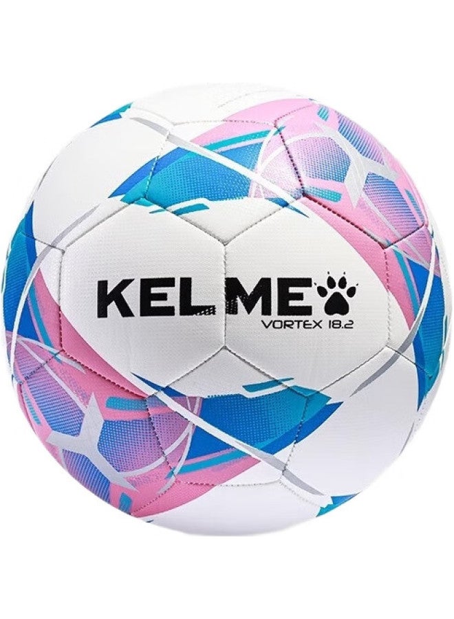 KELME كرة قدم كيلمي مقاس 5 للمنافسة والتدريب، التربية البدنية للمدارس المتوسطة، الطلاب، كرة خاصة مقاس 4 مخيطة بالآلة ومقاومة للاهتراء، وردي وأزرق - Image 3