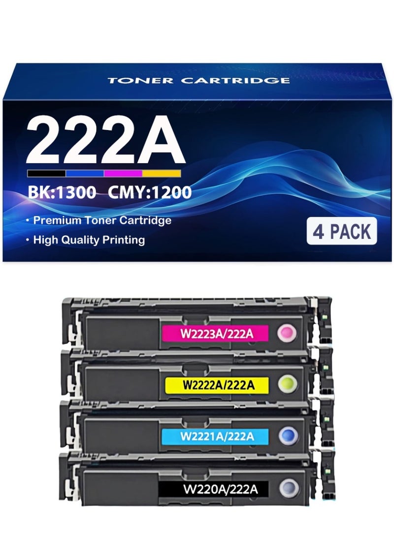 222A W2220A خراطيش حبر متوافقة بديلة، للاستخدام مع طابعات 3201dw 3203dw 3301fdw 3301sdw 3303fdw (عبوة من 4، أسود/سماوي/أرجواني/أصفر) - Image 1