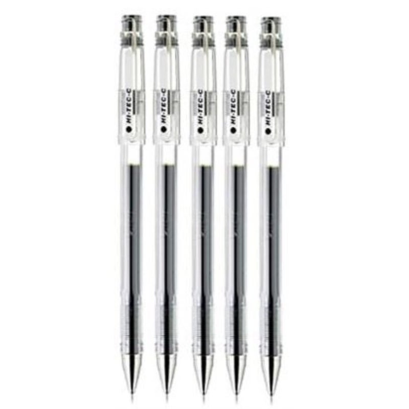Pilot Hi-Tec-C 05 Gel Ink Pen, Fine Point 0.5mm, Black Ink, LH-20C5, Value Set of 5 - Image 1