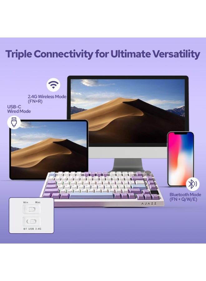 A-jazz AK820 Pro 75% Wireless Mechanical Keyboard with TFT Smart Display&Knob, Gasket-Mounted Gaming Keyboard,Bluetooth/2.4GHz/USB-C Wired  - Image 4